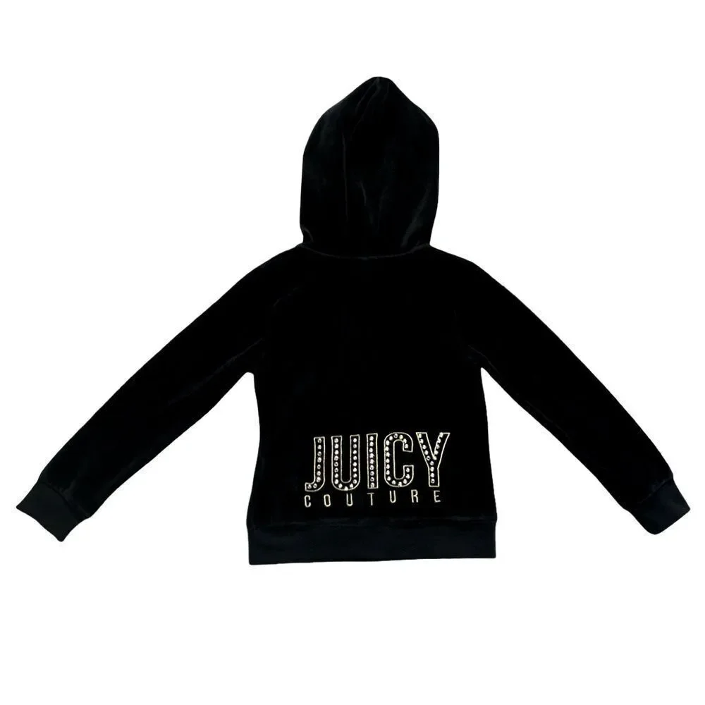 Juicy Couture Bundle of 2 Girls Striped Dress Sz 6 and Black Velour Jacket Sz 6